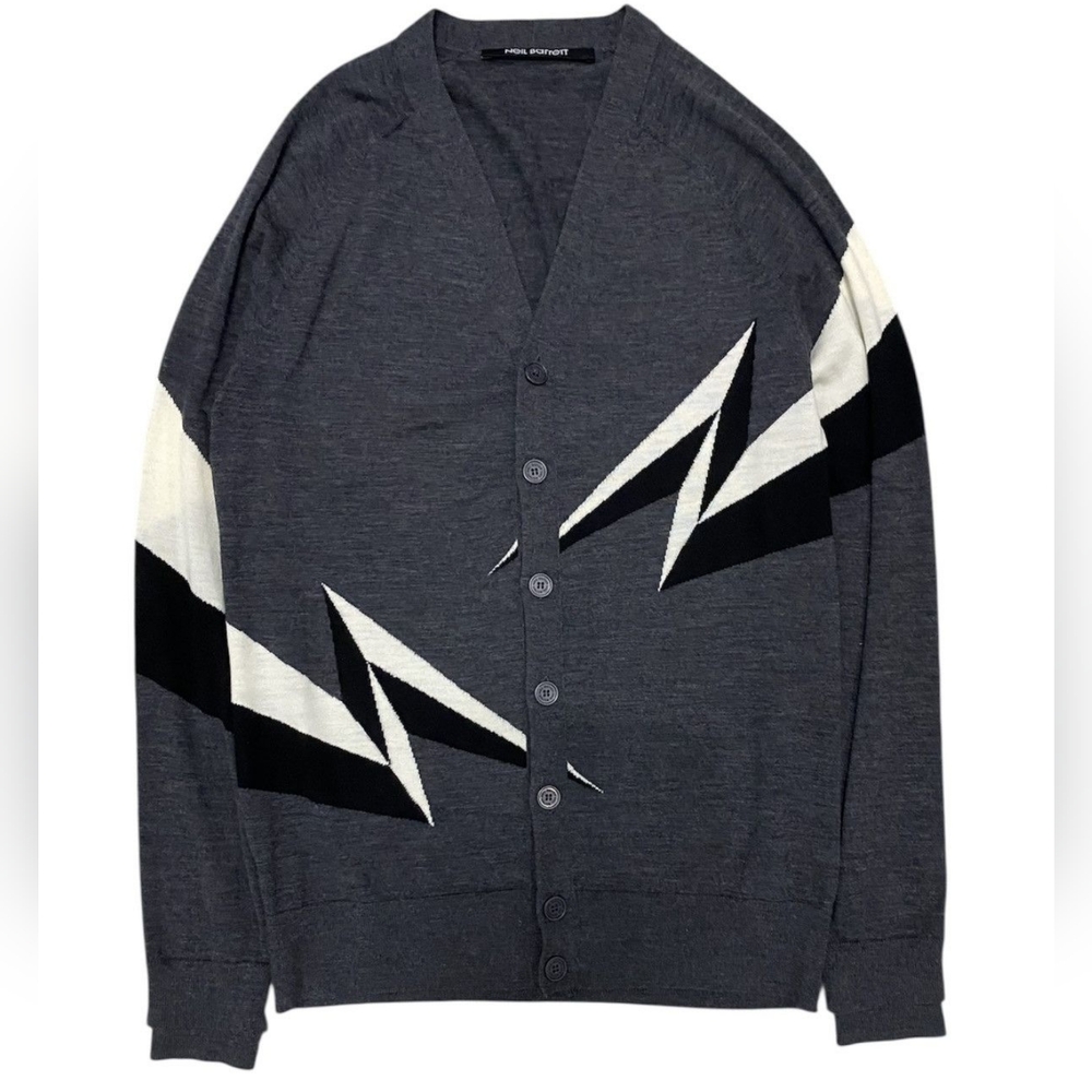 2000s Neil Barrett Iconic 3D lighting wool cardigan